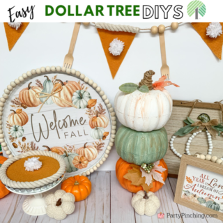 easy best fall autumn harvest thanksgiving halloween dollar tree DIYs, best easy dollar tree crafts for fall autumn thanksgiving, best easy dollar tree farmhouse crafts, best easy dollar tree craft ideas for pumpkins, dollar tree banner ideas, diy craft ideas for dollar tree general store, best dollar tree decor ideas