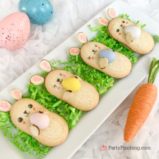 Easter Bunny Milano Cookies, best easy Easter bunny cookies recipe, pepperidge farm Milano cookies, cute bunny cookies, best Easter dessert ideas for kids, no bake store bought Easter cookies, best easy Easter dessert brunch dinner food recipe ideas